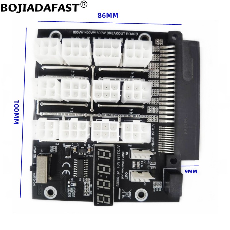 12 * PCI-E 6Pin Konnektör Bağl - 2400W Server Psu Breakout Board incelemesi ve fiyatı
